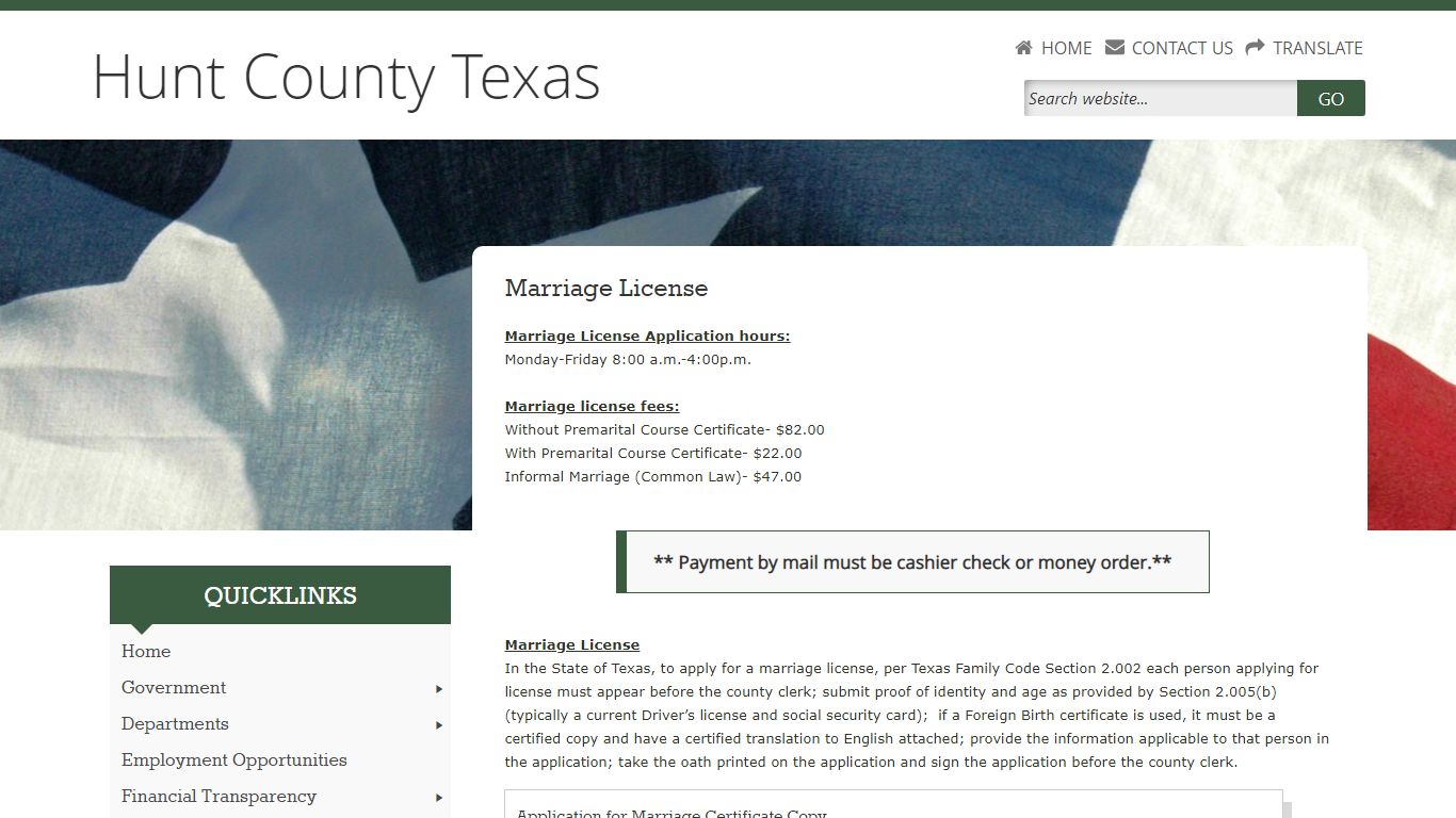 Welcome to Hunt County, Texas | Marriage License